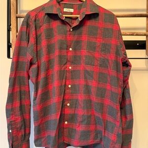 Peter Millar Red and Gray Plaid Men's Shirt
